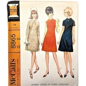 McCall's 8865 Vintage Sewing Pattern Dress in Three Versions Size 12 Uncut